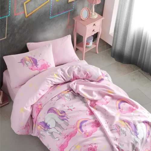 Posteljina Cotton Life 160x220cm Unicorn pink