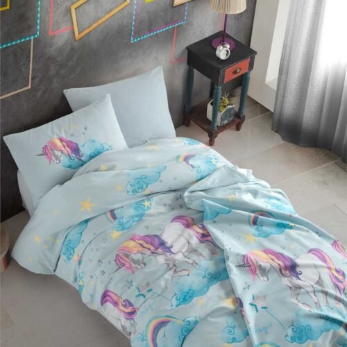 Posteljina Cotton Life 160x220cm Unicorn blue