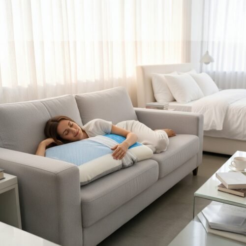 Jastuk sa plavim gelom za hladjenje 40x60x14cm Blue/White