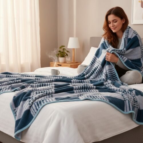 Ćebe Blue/White 200x200cm