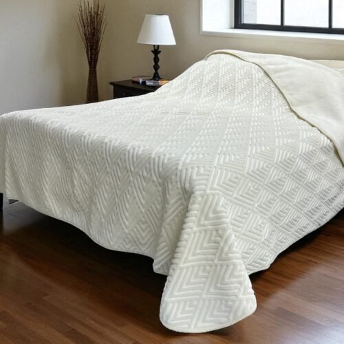 Ćebe Merinos 220x240cm A15 Kocka Prljavo bela boja