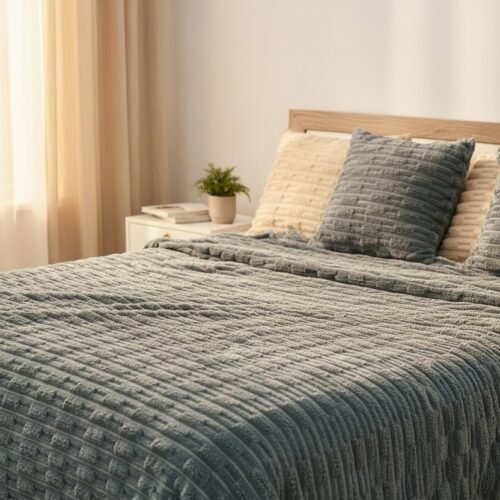 Meko prugasto ćebe 200×200 cm Grace Plava boja