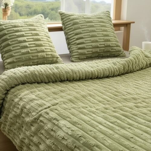 Meko prugasto ćebe 200×200 cm Grace Zelena boja