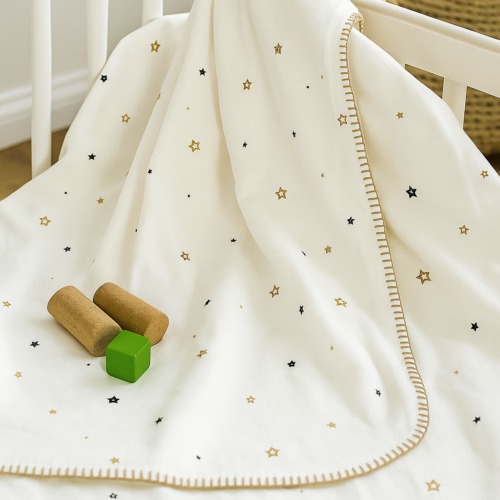 Bebi prekrivač-ćebe 75x100cm Zvezdice bela boja