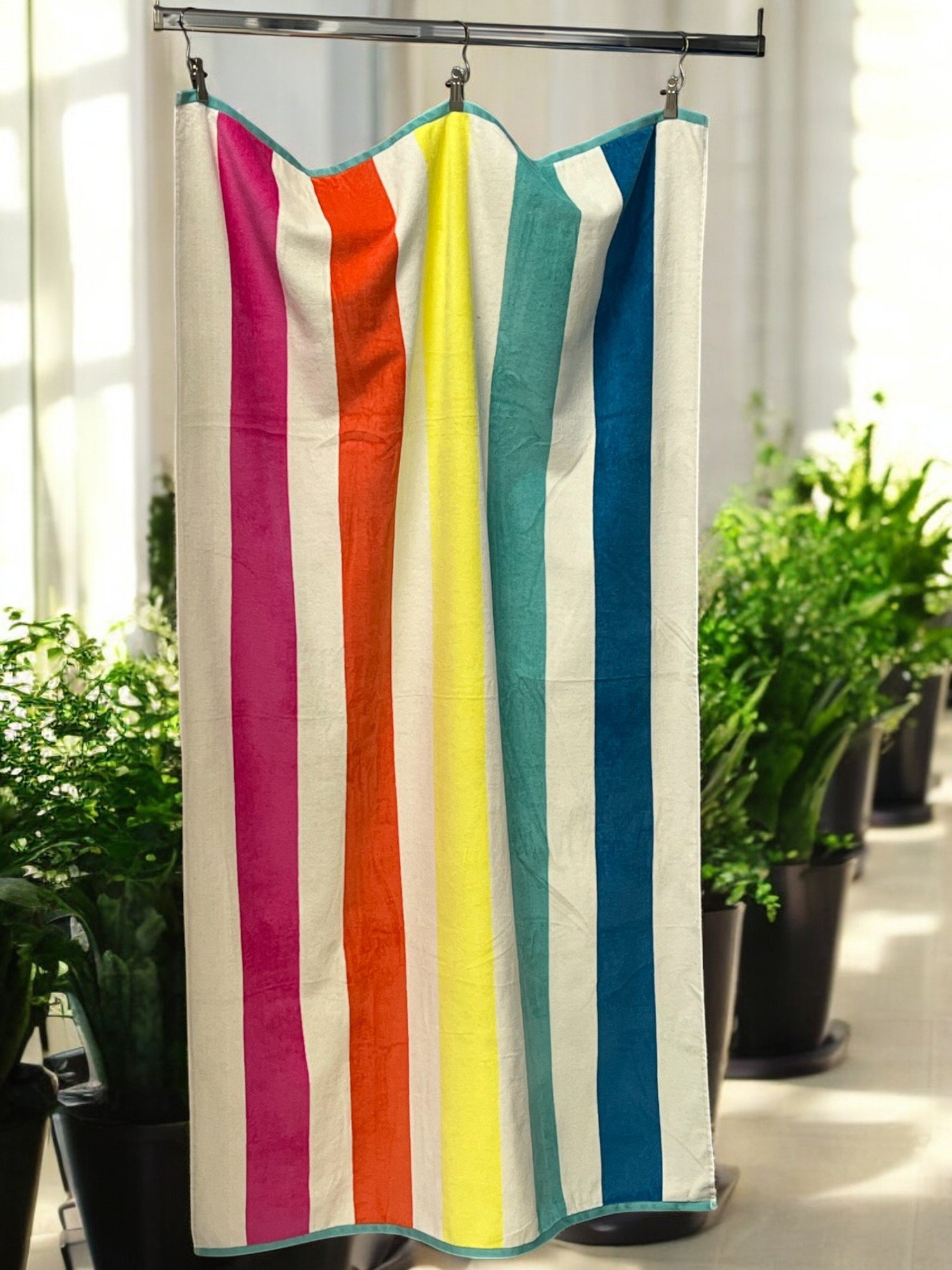 Plažni peškir "Rainbow Vibes" – 174x103 cm | 100% Pamuk