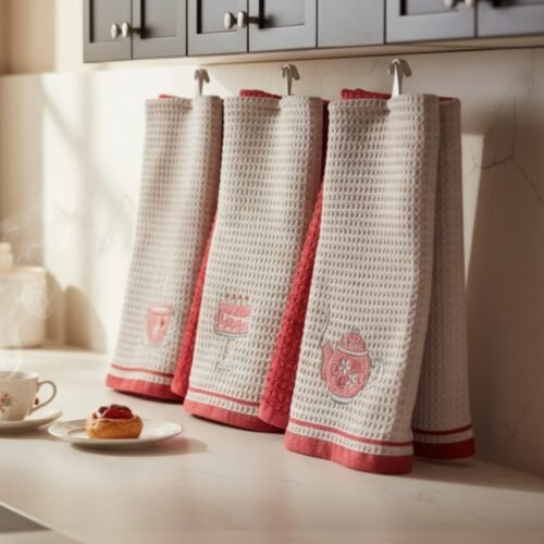 Set 6 kuhinjskih krpa Wafle Pink