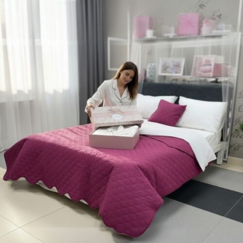 Pamučni prekrivač 180x230cm sa ukrasnom jastučnicom 40x40cm - Lucia B