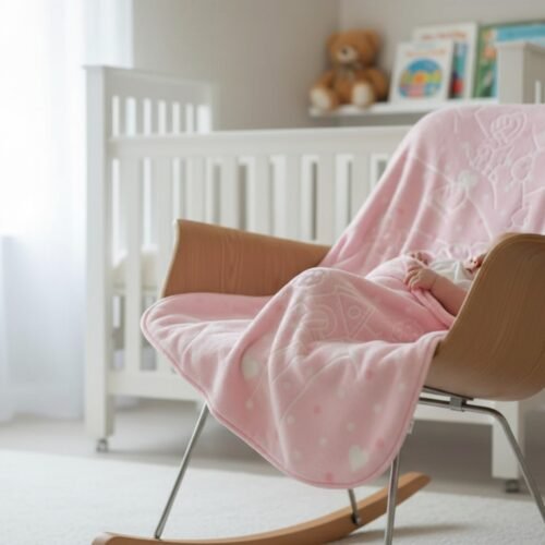 Bebi ćebe Emboss - 100x120cm Happy days Pink