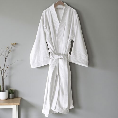 Bade mantil Pliš XL - veličina Model Kimono white