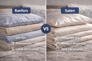 Ranfors vs saten posteljina – poređenje, prednosti i mane materijala za posteljinu