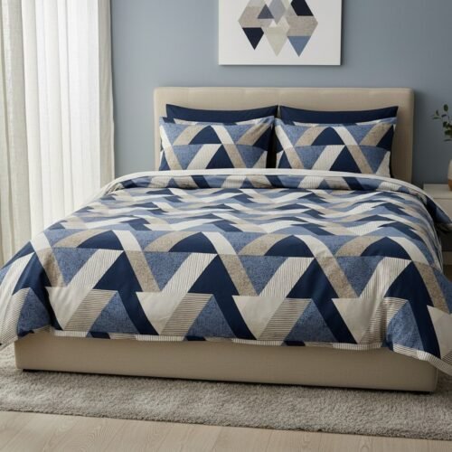 Pamučna posteljina Blue Geometry moderna premium 180x200