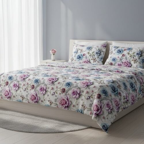 Pamučna posteljina Blue Nature geometrijska moderna 180x200