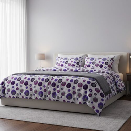 Pamučna posteljina Purple Dots moderna apstraktna 200x200