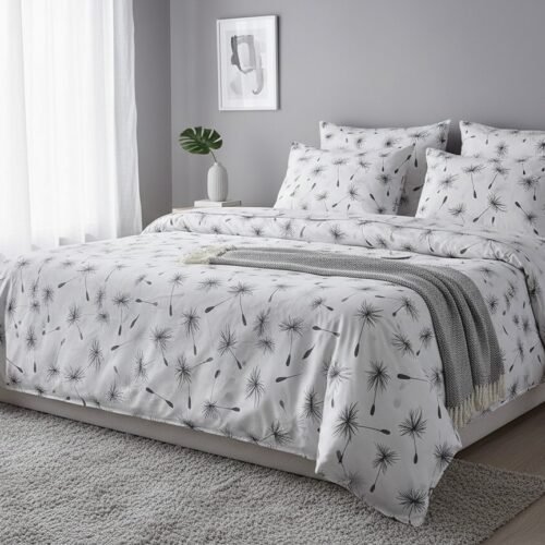 Pamučna posteljina Soft Dandelion bela minimalistička 180x200