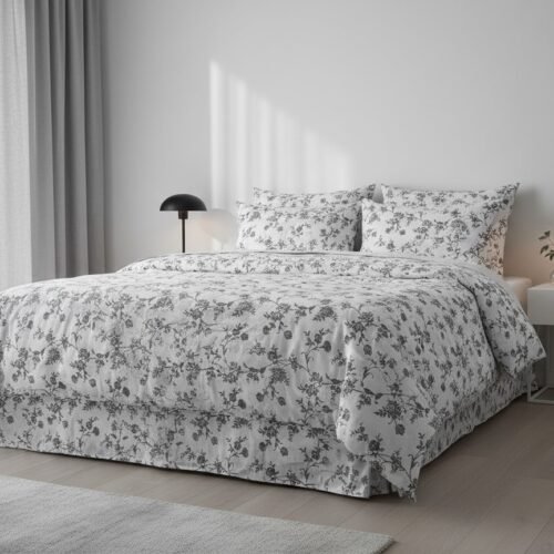 Pamučna posteljina Tiny Bloom bela romantična 200x200