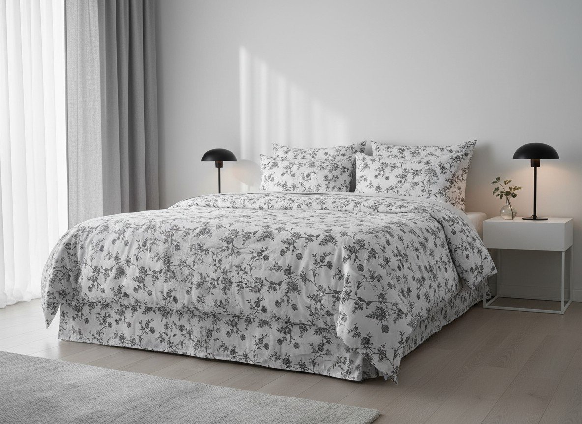 Pamučna posteljina Tiny Bloom bela romantična 200x200