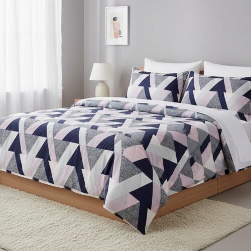 Pamučna posteljina Urban Geo plavo-roze dizajn 200x200