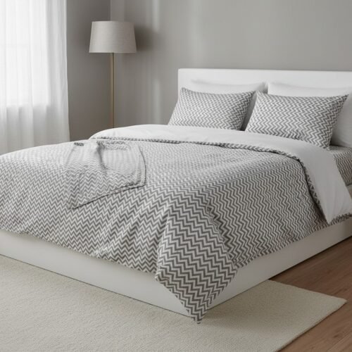 Pamučna posteljina Zigzag Premium siva elegantna 200x200