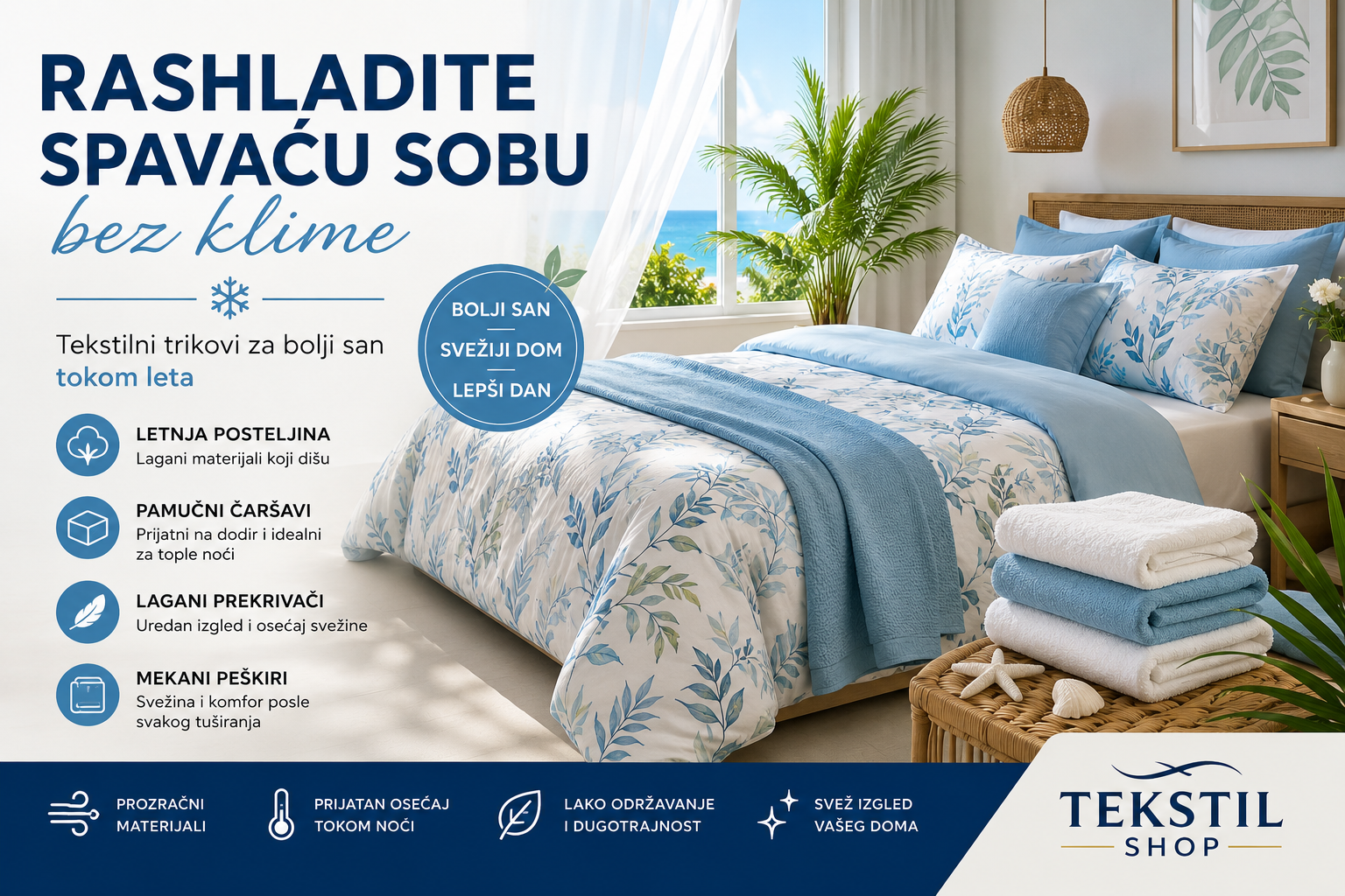 Kako rashladiti spavaću sobu bez klime | Letnja posteljina i tekstil