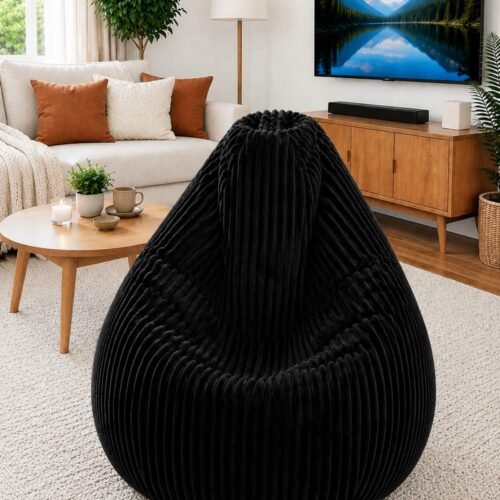 Lazy Teddy crna premium vreća za sedenje za moderan lounge prostor