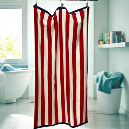 Plažni peškir „Red Stripes“ – 174x102 cm | 100% Pamuk