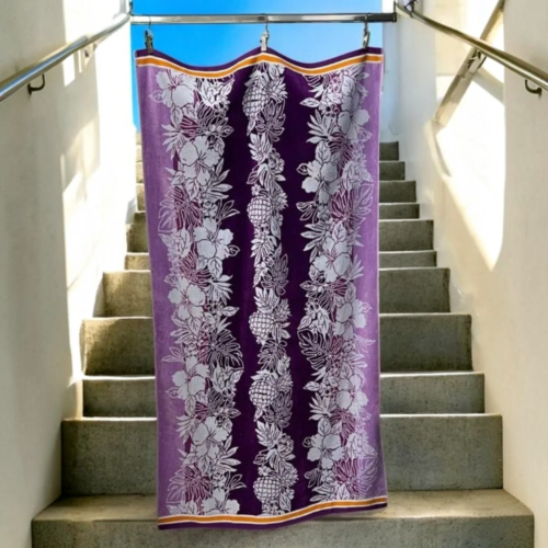 Plažni Peškir Hibiscus Purple – 100 x 178 cm | 100% Pamuk