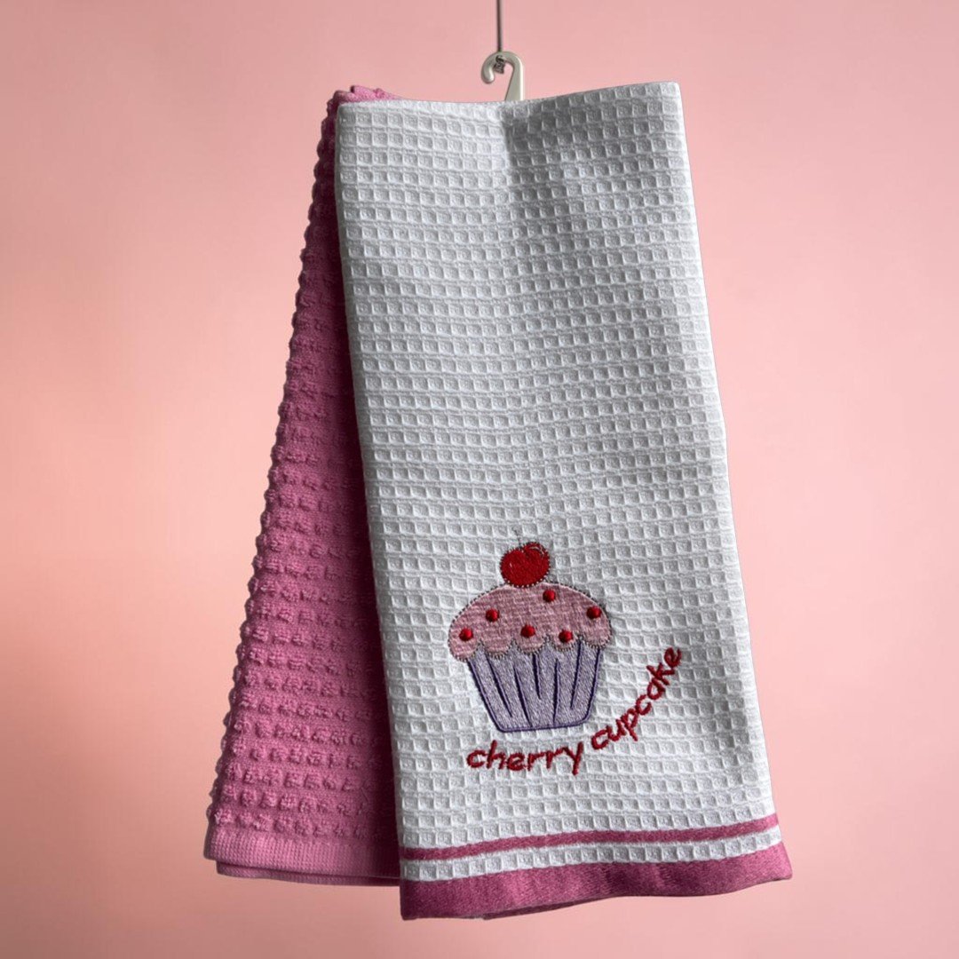 Set kuhinjskih krpa 40x60cm Wafle - Cupcake cherry