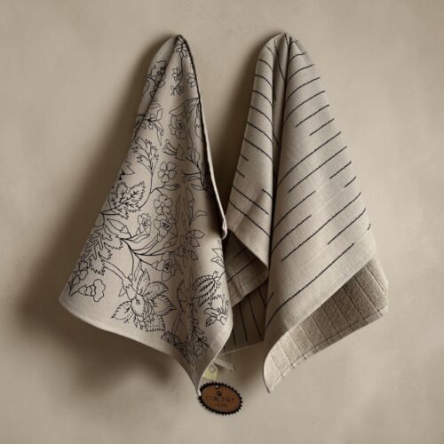 Set od 2 kuhinjske krpe print cream